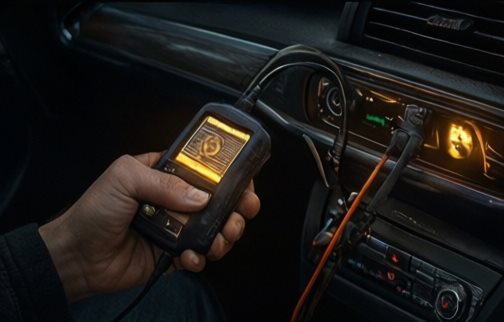 Подключение диагностического сканера к разъёму OBD-II автомобиля
